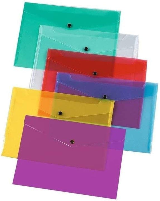 File Folders A4 Plastic Wallets Documents School Office Stationary Paper Filing (Pack of 5)