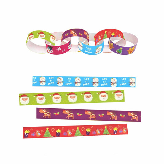 100 Assorted Paper Chains for Christmas Party Decoration & Crafts.