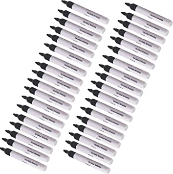 Pack of 50 Black Dry Wipe Bullet Tip Whiteboard Markers - Non-Toxic Ink